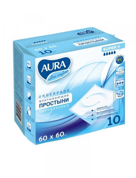 

Одноразовые пеленки Aura, 60х60 см, 10 шт