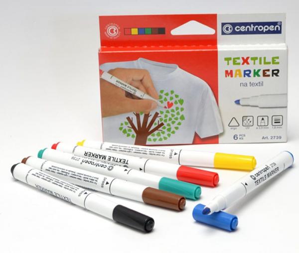 Набір текстильних маркерів Centropen Textile конусоподібних, 1.8 мм, 6 шт. (2739.6) - Pampik - 2