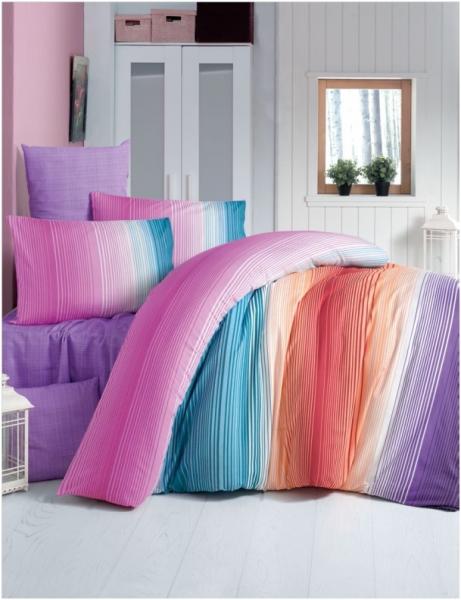 Комплект постільної білизни LightHouse Rainbow, бязь, 220х160 см, фіолетовий з червоним (34410_1,5) - Pampik