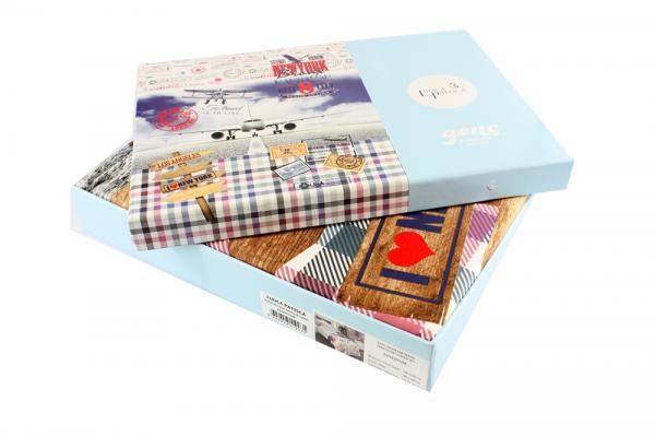 Комплект постельного белья Luoca Patisca Ranforce Adventure, ранфорс, 220х160 см, синий с белым (19031) - Pampik - 2