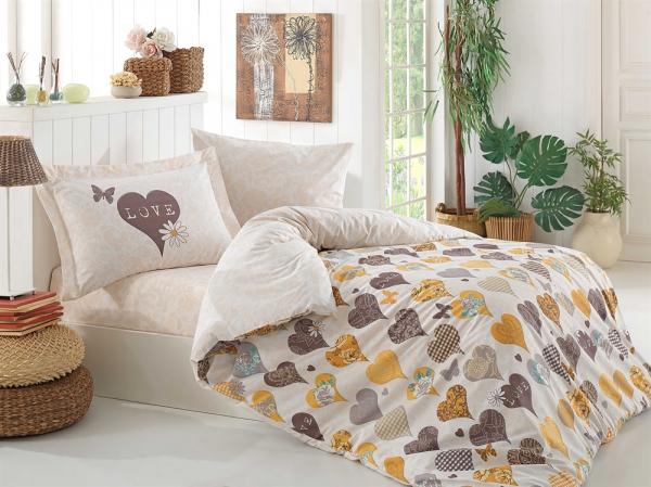 Комплект постільної білизни Hobby Poplin Vera, поплін, 220х160 см, жовтий (23137_1,5) - Pampik