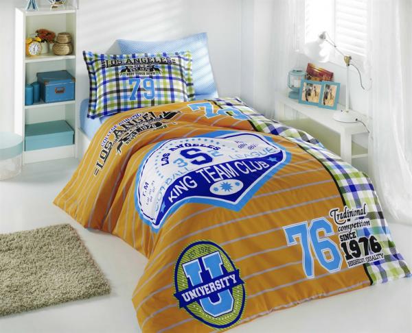 Комплект постельного белья Hobby Poplin College, поплин, 220х160 см, оранжевый (30784_1,5) - Pampik