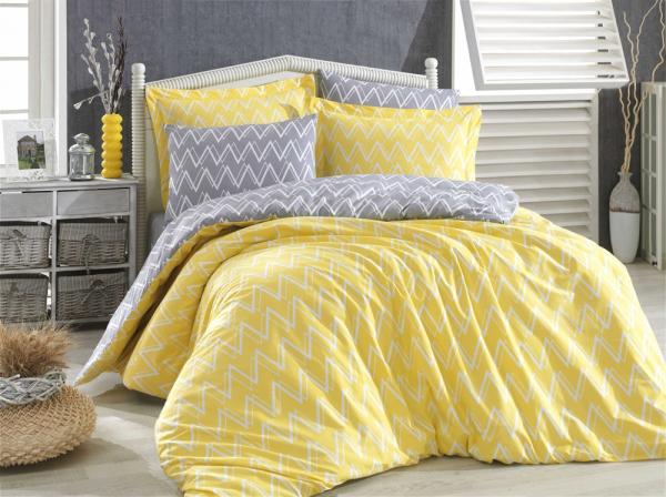 Комплект постільної білизни Hobby Poplin Nazende, поплін, 220х160 см, жовтий (30395_1,5) - Pampik - 2