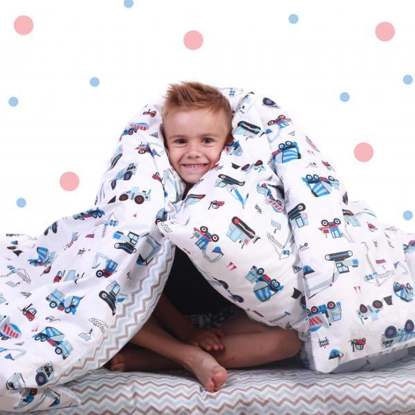 Простирадло на резинці Cosas Преміум, 120х60х10 см, блакитний з сірим - Pampik - 4