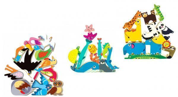 Набір дерев'яних балансиров Quokka Різнокольорові тварини (QUOKA001SF) - Pampik