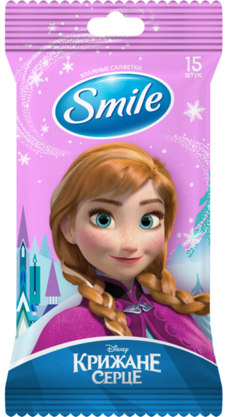 

Влажные Салфетки Smile Frozen mix, Холодное Сердце, с еврослотом, 15 шт., розовый (42109400