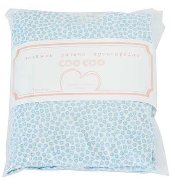Простирадло на резинці Coo Coo Блакитні сердечка, екокотон, 120х60 см, блакитний (Соо56) - Pampik