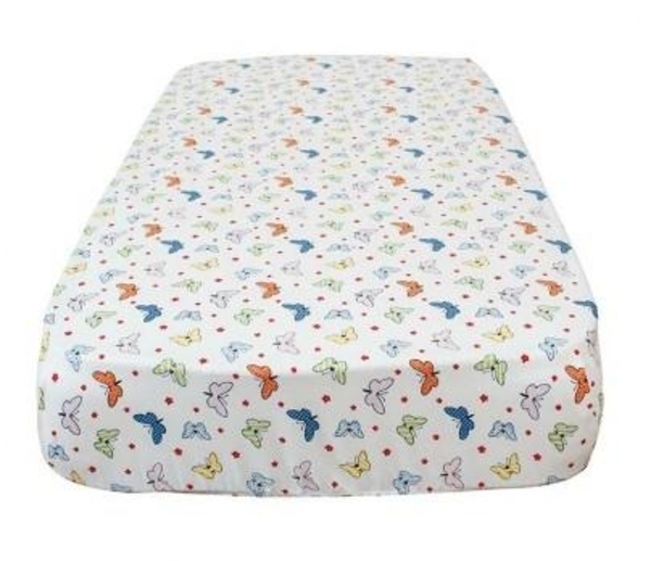 Простирадло на резинці Coo Coo Метелики, екокотон, 90х60 см, білий (Соо54) - Pampik - 4