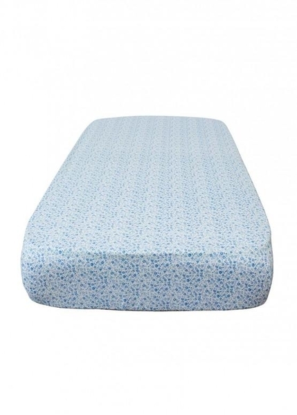 Простирадло на резинці Coo Coo Сині квіточки, екокотон, 120х60 см, синій (Соо57) - Pampik - 3