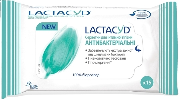 

Салфетки для интимной гигиены Lactacyd Антибактериальные, 15 шт