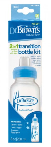 Пляшка-поїльник Dr. Brown's, з вузькою шийкою і змінним носиком, 250 мл, блакитний (SB8192-P3) - Pampik - 2