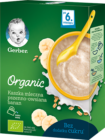 Молочна каша Gerber Organic Пшенично-вівсяна з бананом, 240 г - Pampik - 2