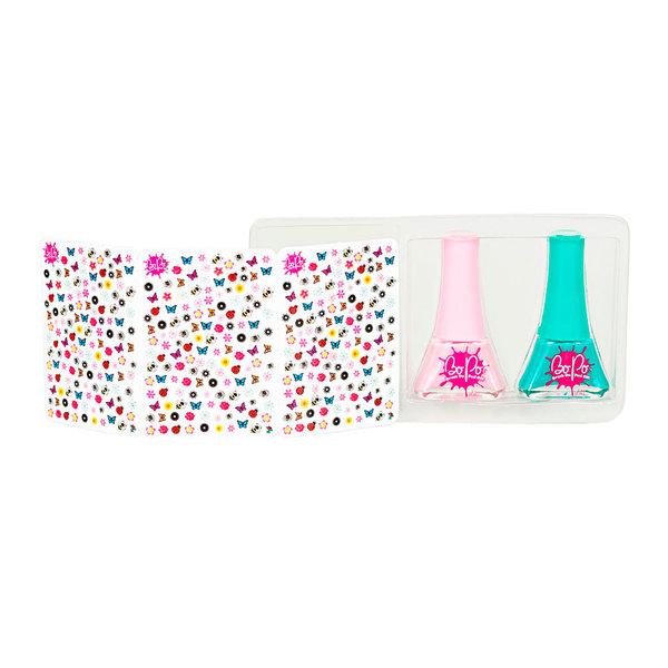 Лак для ногтей BoPo Цветочный сад, розовый и бирюзовый + 300 стикеров для ногтей (WT8176529-2) - Pampik - 3