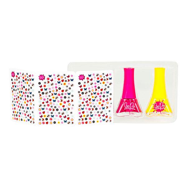 Лак для ногтей BoPo Цветочный сад, желтый и малиновый + 300 стикеров для ногтей (WT8176529-4) - Pampik - 3