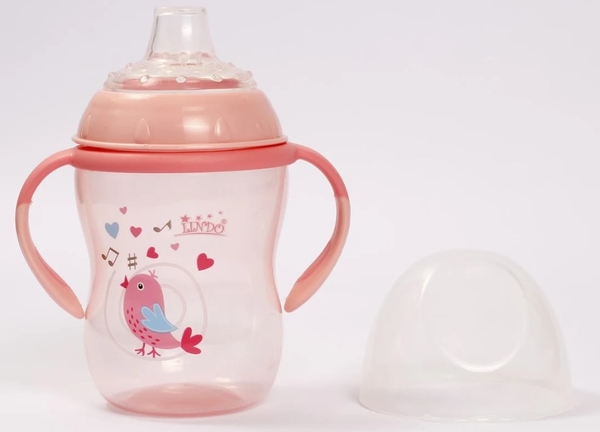 Поильник-непроливайка Lindo Premium, с силиконовым носиком, 6+ мес., 260 мл, коралловый (А 42 роз) - Pampik - 2