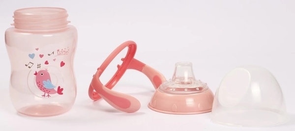 Поильник-непроливайка Lindo Premium, с силиконовым носиком, 6+ мес., 260 мл, коралловый (А 42 роз) - Pampik - 3