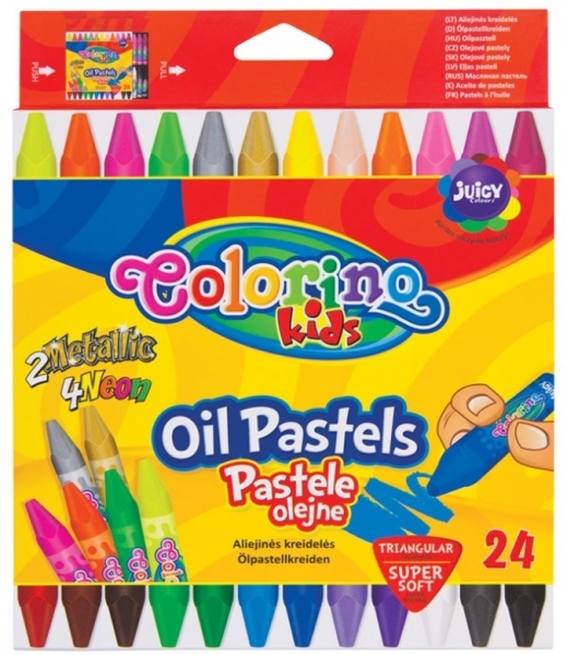 Карандаши пастельные Colorino, на масляной основе, трехгранные, в пластиковом контейнере, 24 цвета (36085PTR) - Pampik