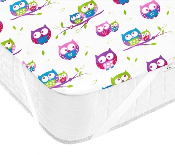 Наматрацник-поверхня Cosas Сови, непромокальний, 120х70 см, білий з фіолетовим - Pampik - 3