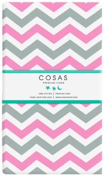 Набор простыней Cosas, бязь, 240х155 см, белый с розовым, 2 шт. - Pampik - 3