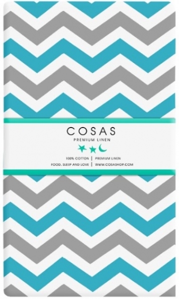Набір простирадл Cosas, бязь, 240х155 см, білий з блакитним, 2 шт. - Pampik - 3