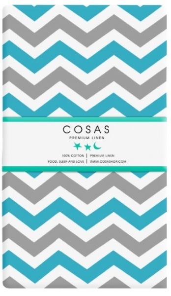 Набір простирадл Cosas, бязь, 240х155 см, сірий з блакитним, 2 шт. - Pampik - 2