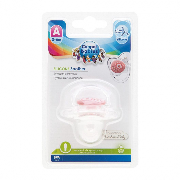 Силіконова симетрична пустушка Canpol Babies Newborn Baby 0-6 міс., рожевий (22/580_pin) - Pampik - 2