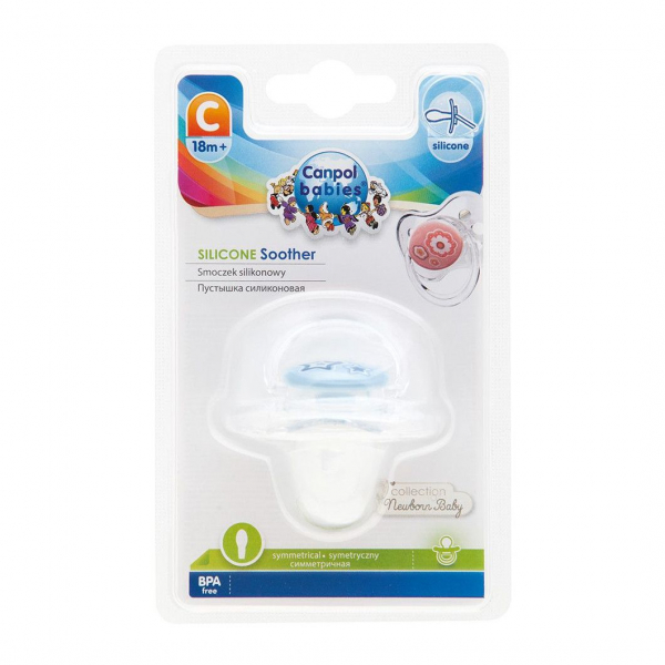 Силіконова симетрична пустушка Canpol Babies Newborn Baby 18+ міс., синій (22/582_blu) - Pampik - 2