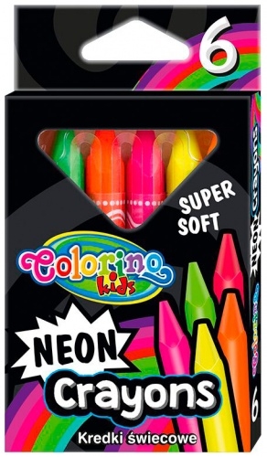 Кольорова крейда Colorino Neon Jumbo, воскові, тригранні, 6 кольорів (92050PTR) - Pampik