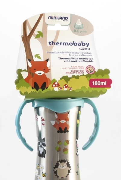 Термопоильник Miniland Thermobaby Silver, з соскою, 180 мл (89188) - Pampik - 3