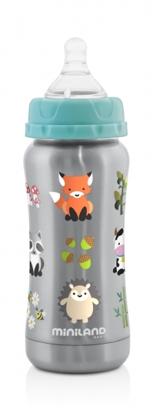 Термопоильник Miniland Thermobaby Silver, з соскою, 180 мл (89188) - Pampik - 2