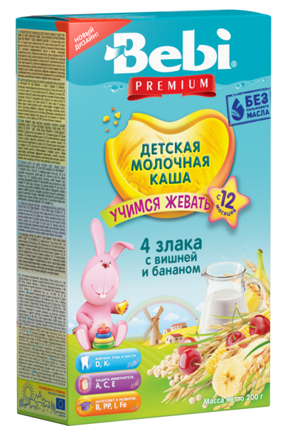 

Молочная каша Bebi Junior Premium Мюсли с вишней и бананом, 200 г