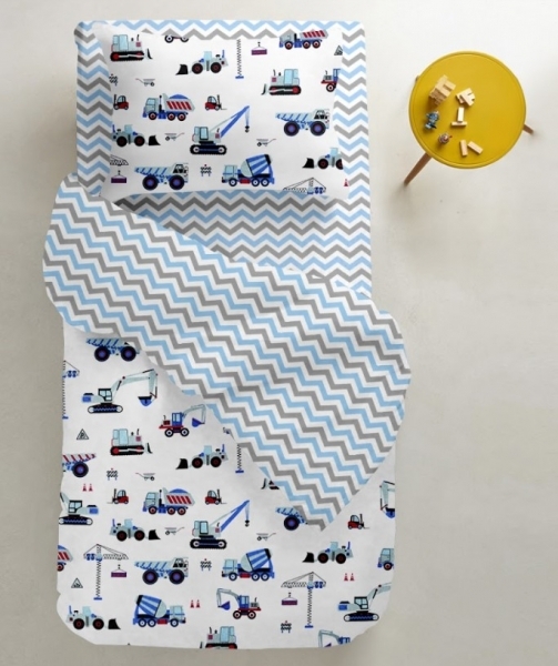 Набір простирадл Cosas, бязь, 240х155 см, сірий з блакитним, 2 шт. - Pampik - 4