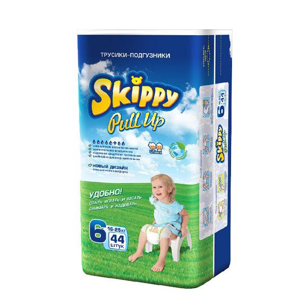 

Подгузники-трусики Skippy Pull Up 6 (14-25 кг), 44 шт