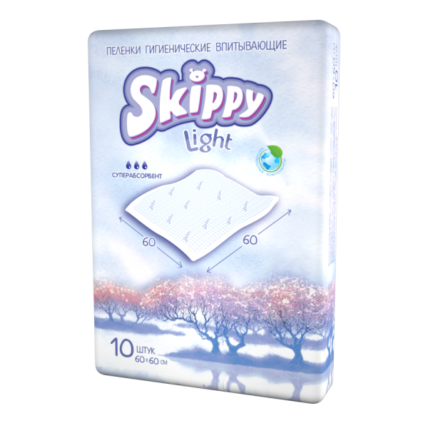 Акция на Одноразовые гигиенические пеленки Skippy Light, 60х60 см, 10 шт. от Pampik