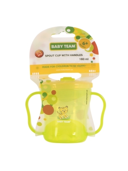 Поїльник з ручками і складним носиком Baby Team, 180 мл, зелений (5002) - Pampik - 3