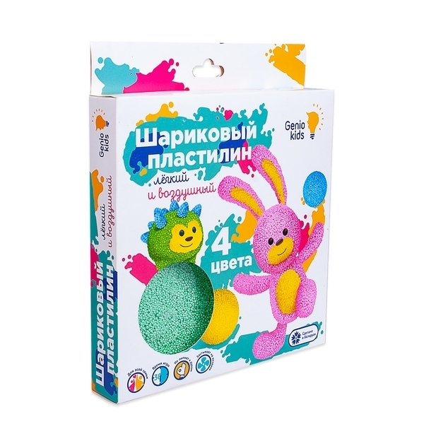 Набор для детской лепки Genio Kids Шариковый пластилин, 4 цвета (TA1801) - Pampik - 2