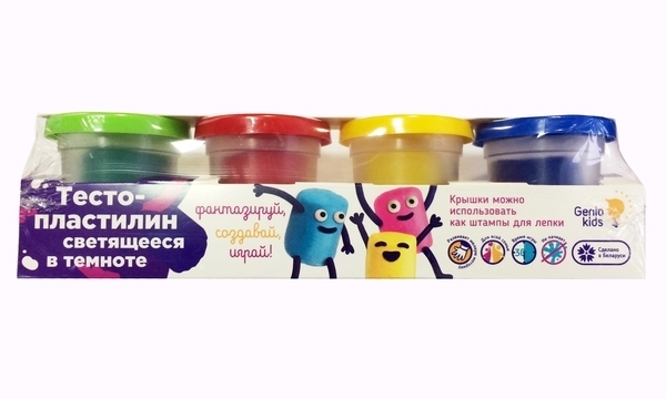 Набор для детской лепки Genio Kids Тесто-пластилин светящийся в темноте (TA1021V) - Pampik - 3