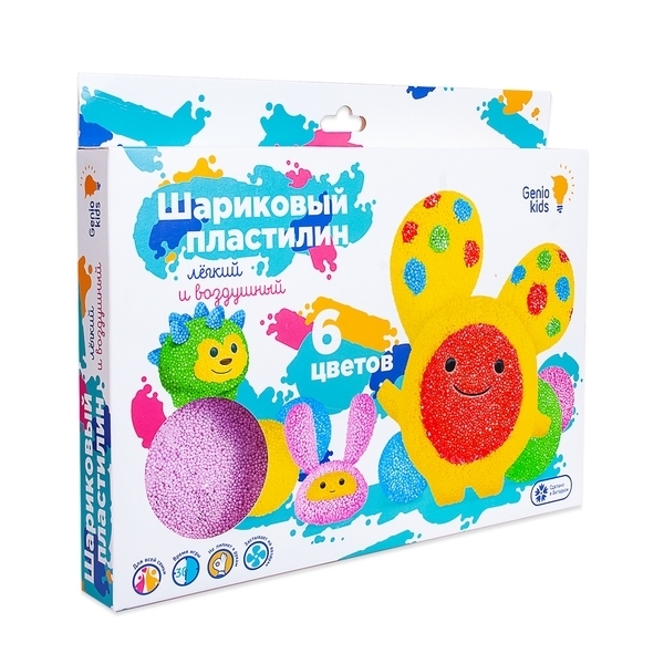 Набор для лепки Genio Kids Шариковый пластилин, 6 цветов (TA1802) - Pampik - 2
