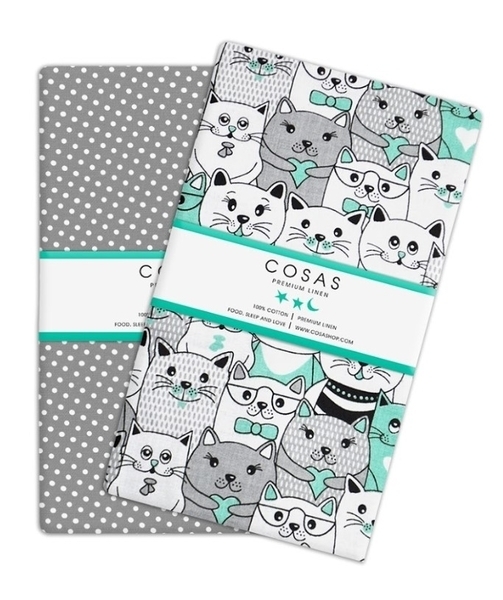 Набір наволочок Cosas Кошенята, бязь, 60х40 см, сірий, 2 шт. - Pampik - 2