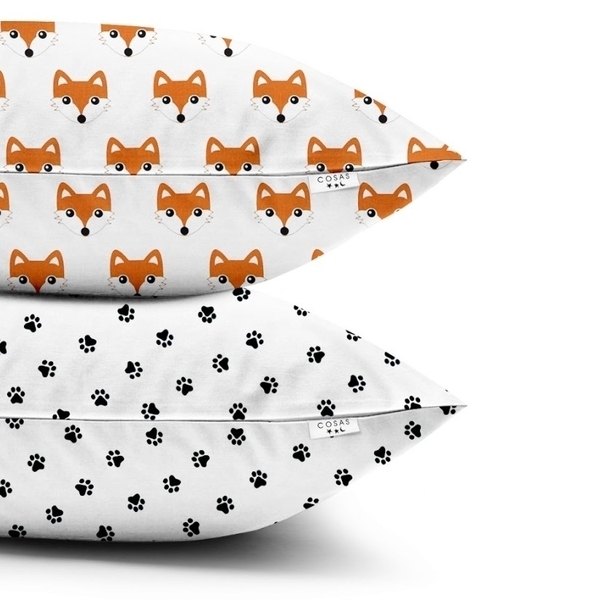 Набор наволочек Cosas Лисичка, бязь, 60х40 см, белый с оранжевым, 2 шт. - Pampik - 3
