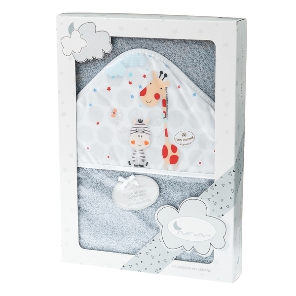 Рушник з капюшоном Interbaby Jungle, 100х100 см, сірий (8000589) - Pampik