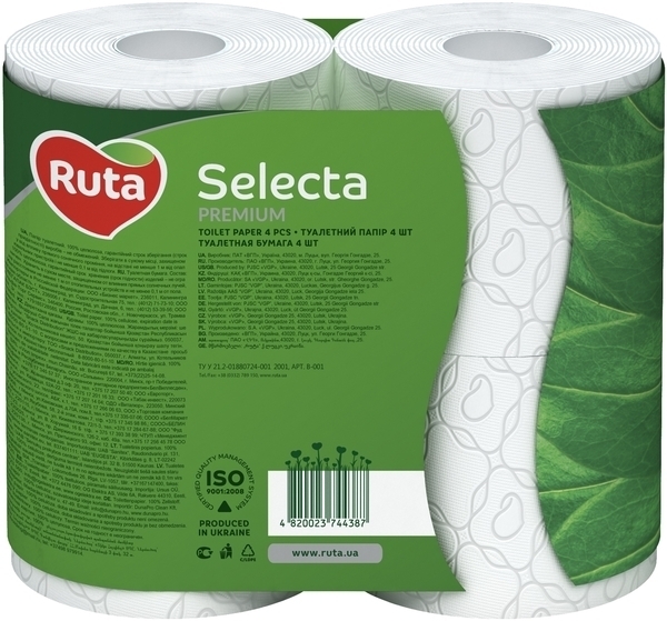 Тришаровий туалетний папір Ruta Selecta Premium, 4 рулони - Pampik - 3