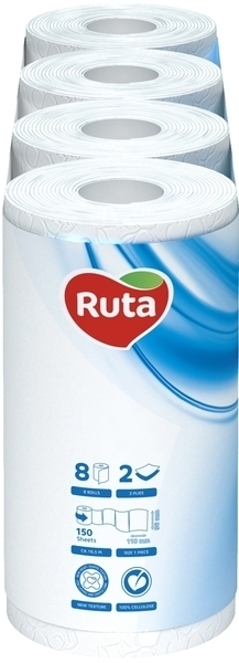 Двошаровий туалетний папір Ruta Classic, білий, 8 рулонів - Pampik - 2