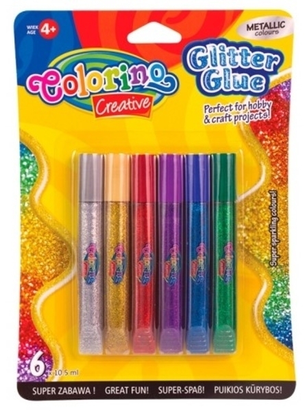 Клей Colorino Metallic с блестками, 6 цветов (68826PTR) - Pampik