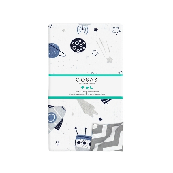 Підодіяльник Cosas Space, бязь, 140х110 см, білий з сірим - Pampik