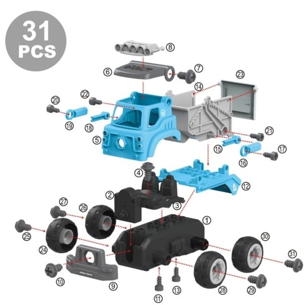 Конструктор DIY Spatial Creativity Самоскид, блакитний (CJ-1379190) - Pampik - 5