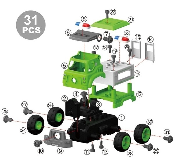 Конструктор DIY Spatial Creativity Поліцейська машина, зелений (CJ-1365125) - Pampik - 3