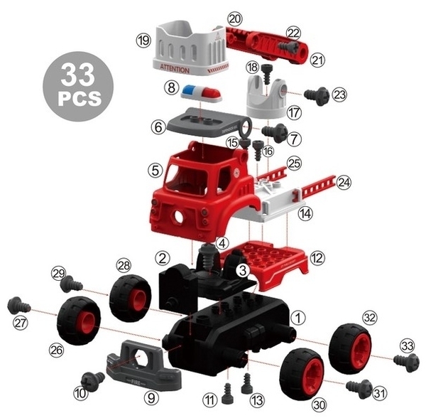 Конструктор DIY Spatial Creativity Пожежний кран, червоний (CJ-1365108) - Pampik - 5