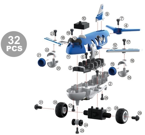 Конструктор DIY Spatial Creativity Самолет, синий (CJ-1379250) - Pampik - 3