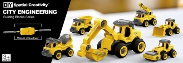 Конструктор DIY Spatial Creativity Экскаватор, желтый (CJ-1365030) - Pampik - 4